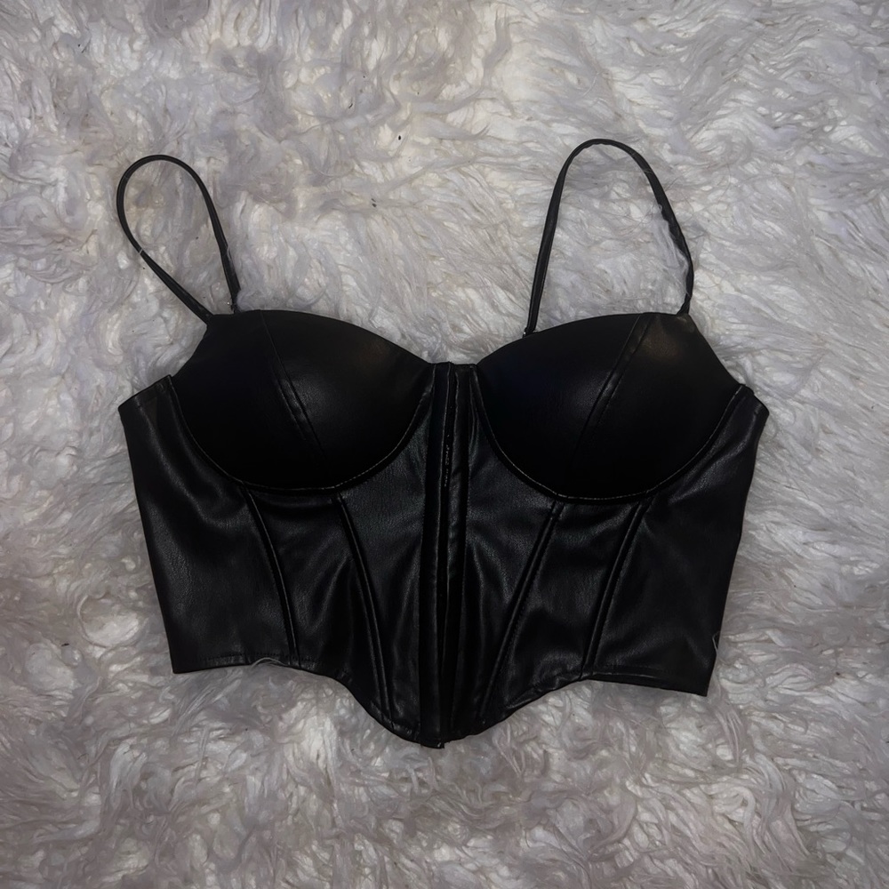 WINDSOR faux leather corset top